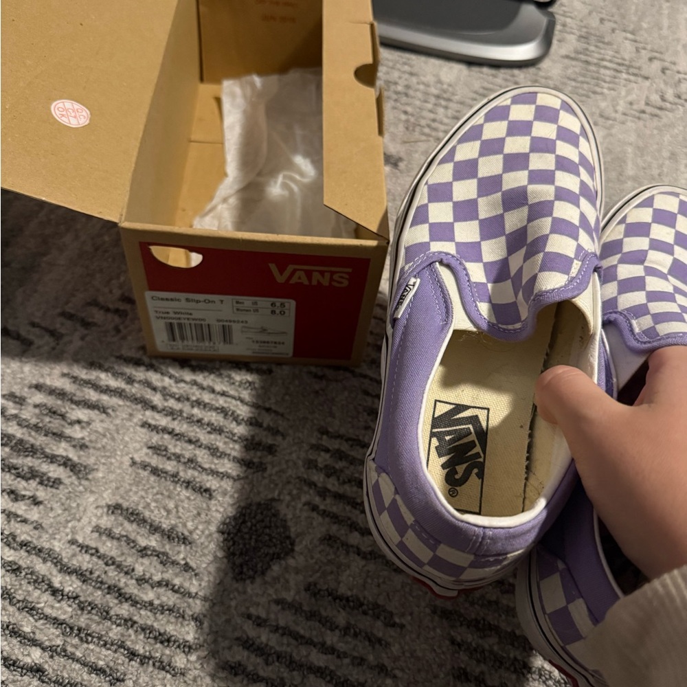 Vans Lavender and White Checkered Classic Slip-Ons - Picture 10 of 12